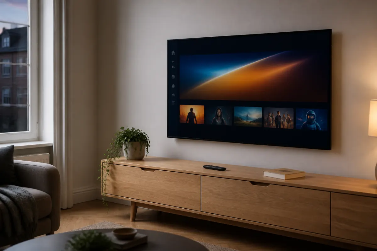 Living room TV ready for IPVOS IPTV setup